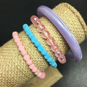 Bracelet Lot Bangle Silicone Stretch Pink Purple Blue